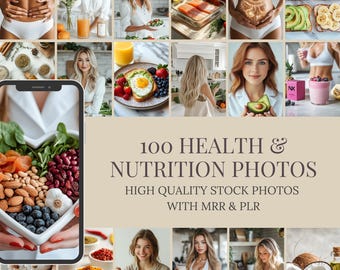 Wellness Stock Images: 100 Health & Nutrition Photos (MRR PLR)
