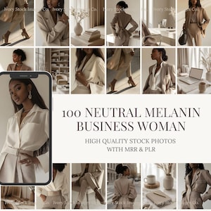 Girl Boss Melanin Woman Stock Photos | PLR MRR | AI Black Women Stock Photos Bundle | Melanin Faceless Aesthetic Images | Social Media Posts