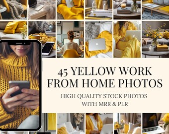 Yellow Work From Home Stock Photos | MRR PLR (45 AI-Generated Images)
