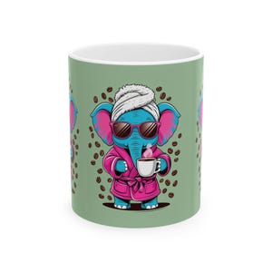 Koffiemok grappige olifant, keramische kop schattige dieren, theemok stripfiguur, eigenzinnig cadeau voor koffieliefhebbers, kop nieuwigheid olifantenliefhebber,