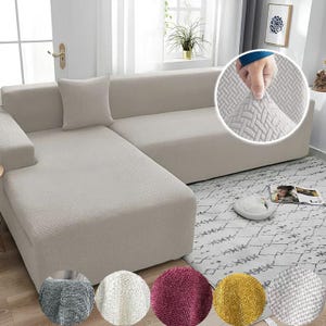 Stripe Jacquard L Shape Custom Sofa Cover: Stretch Polyester Slipcover