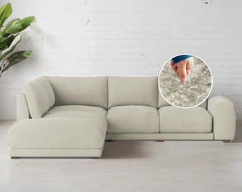 Custom Bouclé L Shape Sofa Cover: Modern Textured Slipcover