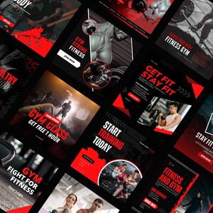 20 Social Media Posts For Gym | Canva Template | Instagram Template