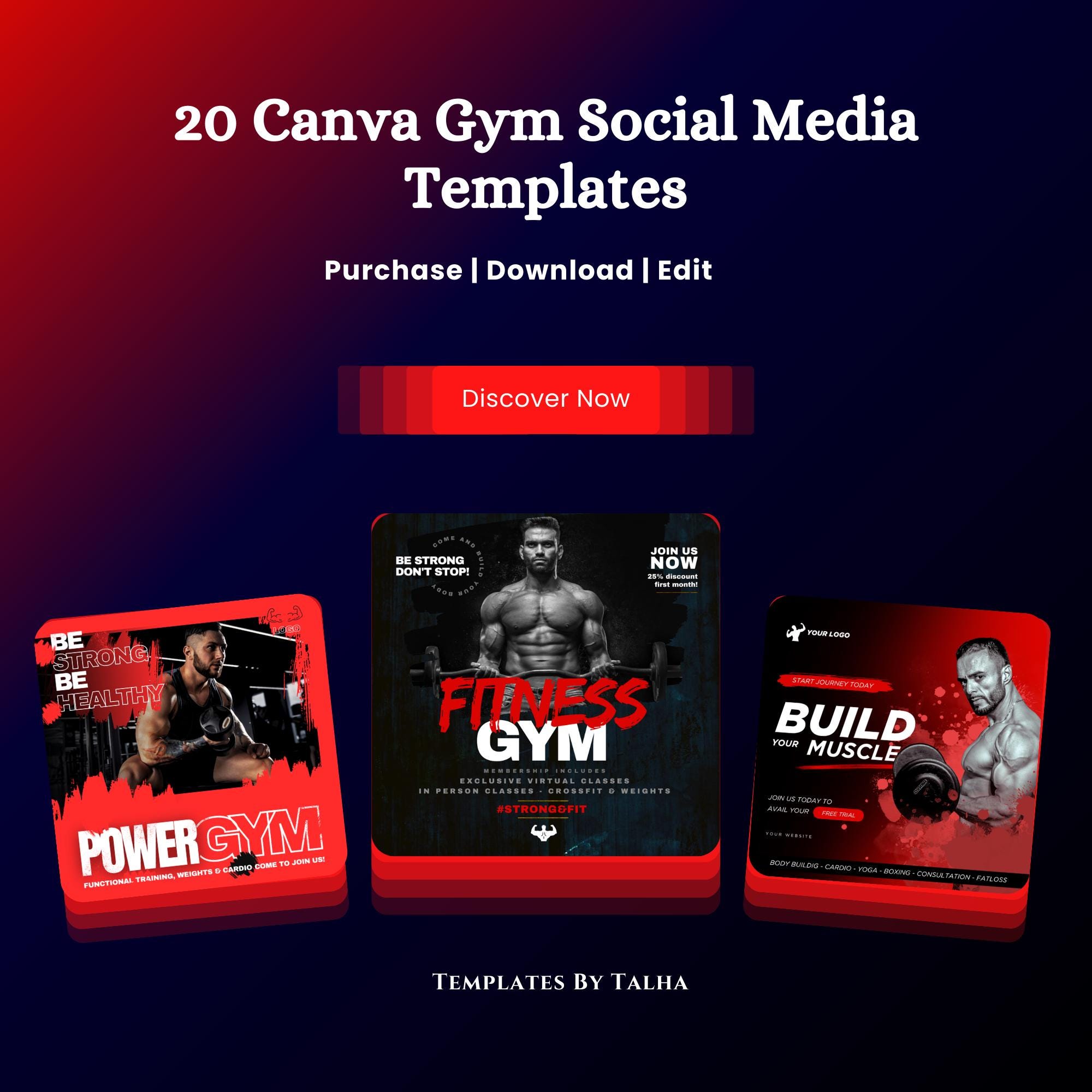 20 Social Media Posts for Gym | Canva Template | Instagram Template - Etsy