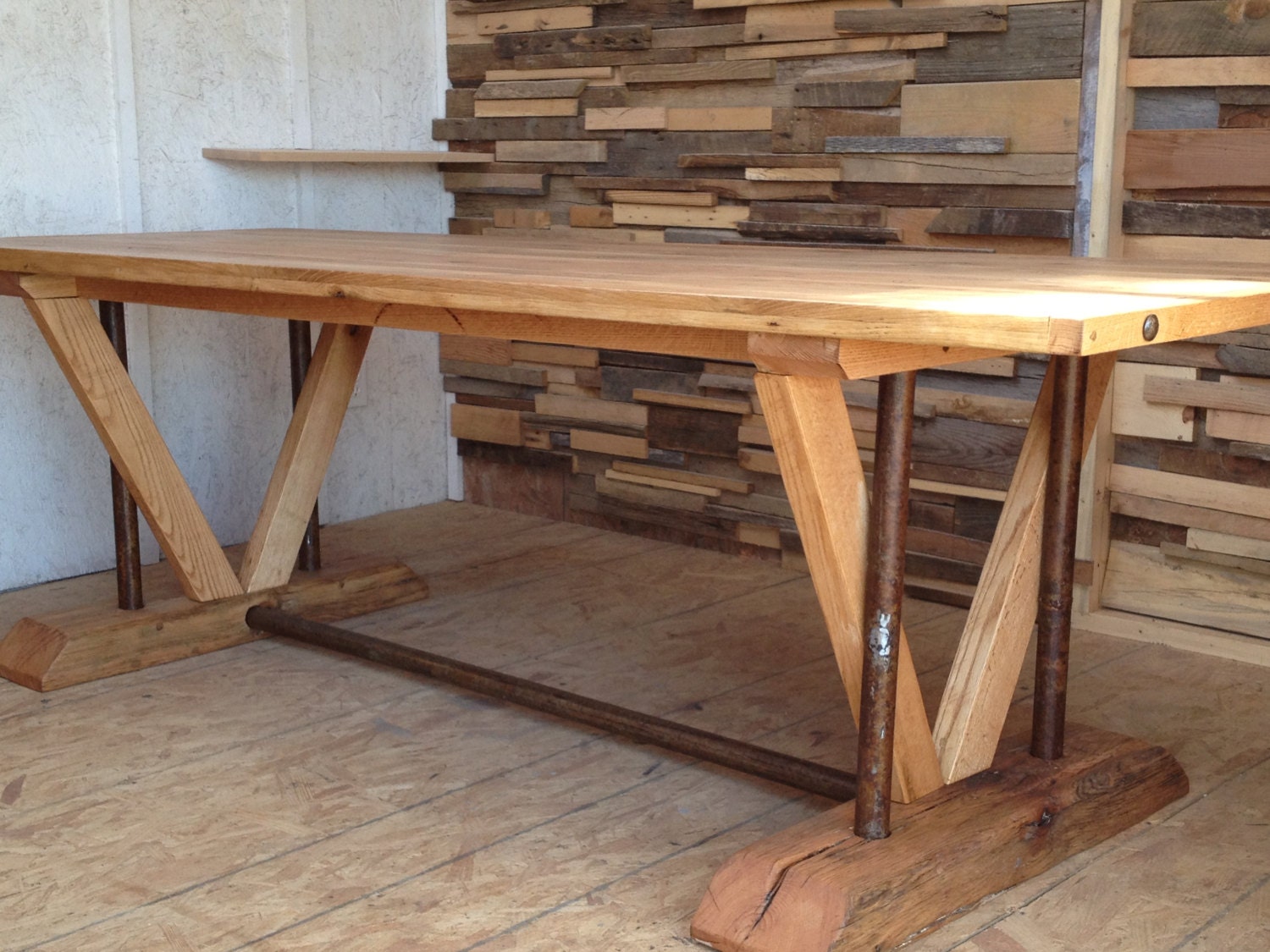 Reclaimed Trestle Dining Table Etsy