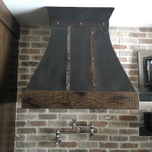 Range Hood Aged Steel Reclaimed Wood