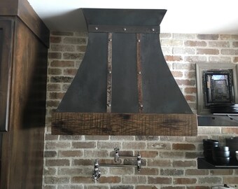 Range Hood Aged Steel Reclaimed Wood