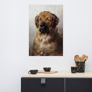 Majestic Large Dog Wall Art Print - Rustic Animal Portrait, Vintage Dog Painting, Pet Lover Gift, Farmhouse Decor, Dog Lover Gift