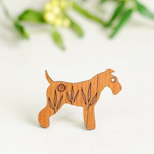 Broche terrier - Broche chien en bois découpée au laser