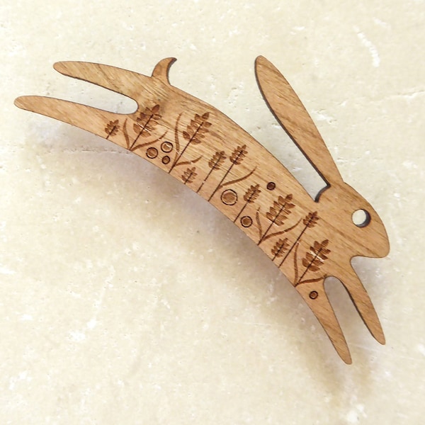 Wooden Hare Brooch, Small