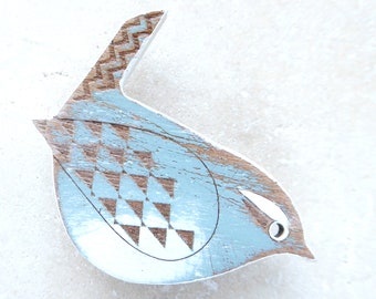 ONE Enamel Variegated Fairywren Brooch Blue Wren