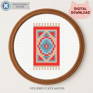 Schema punto croce per tappeto turco, mini kilim anatolico, tappeto etnico, Pattern Keeper PDF
