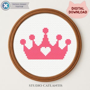 Crown of Hearts Cross Stitch Pattern, Princess Nursery Decor, Pattern Keeper PDF