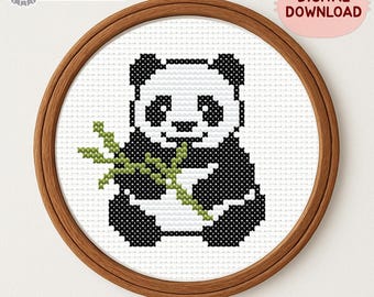 Kawaii Panda Cross Stitch Pattern: Nursery Wall Art, Pattern Keeper PDF