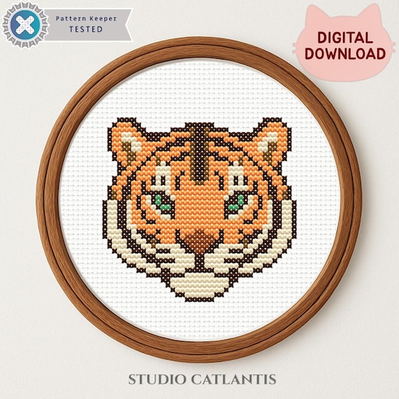Wild Tiger Cross Stitch Pattern, Animal Wildlife Chart, Pattern Keeper PDF