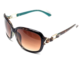 Panama Jack Large Round Oval Sunglasses - Brown & Turquoise, 100% UVA-UVB Sun