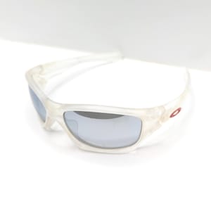 Oakley Pit Bull Grau polarisierte Linse Weiß Wrap Frame Sport Herren Sonnenbrille Bild 1