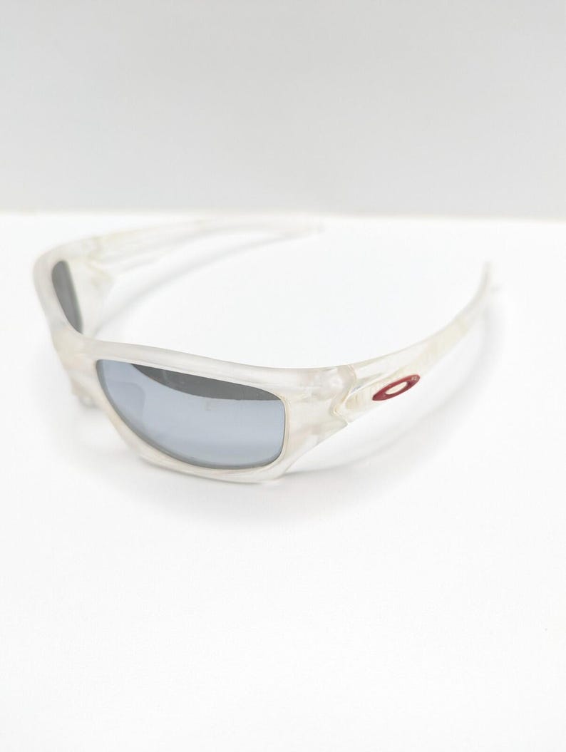 Oakley Pit Bull Grau polarisierte Linse Weiß Wrap Frame Sport Herren Sonnenbrille Bild 5