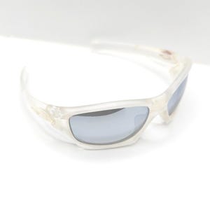 Oakley Pit Bull Grau polarisierte Linse Weiß Wrap Frame Sport Herren Sonnenbrille Bild 2