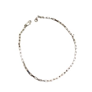 Bracciale a catena rettangolare in argento sterling 925 con chiusura a moschettone, 23,5 cm (9").