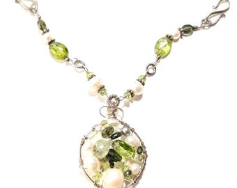 Sterlingzilver - 925 hanger heldergroene kralen Y2k-stijl dagelijks gebruik 10 g