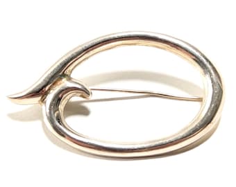Sterlingzilver 925 stijlvolle elegante ovale speldbroche 5,4 g modernistisch Taxco