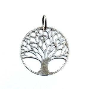 Sterling Silber 925 Italien Baum des Lebens Anhänger Runde durchbrochene Natur Charme 0,9g