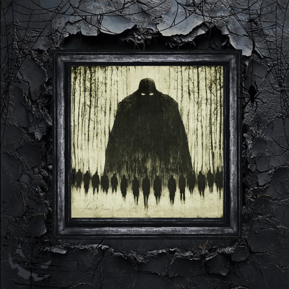 Dark Abstract Horror Art Print: Tall Shadow Figure (digital