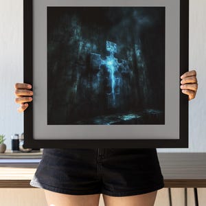 Surreal Gothic Cross Puzzle Art Print: Dark Symbolism (Digital Download)