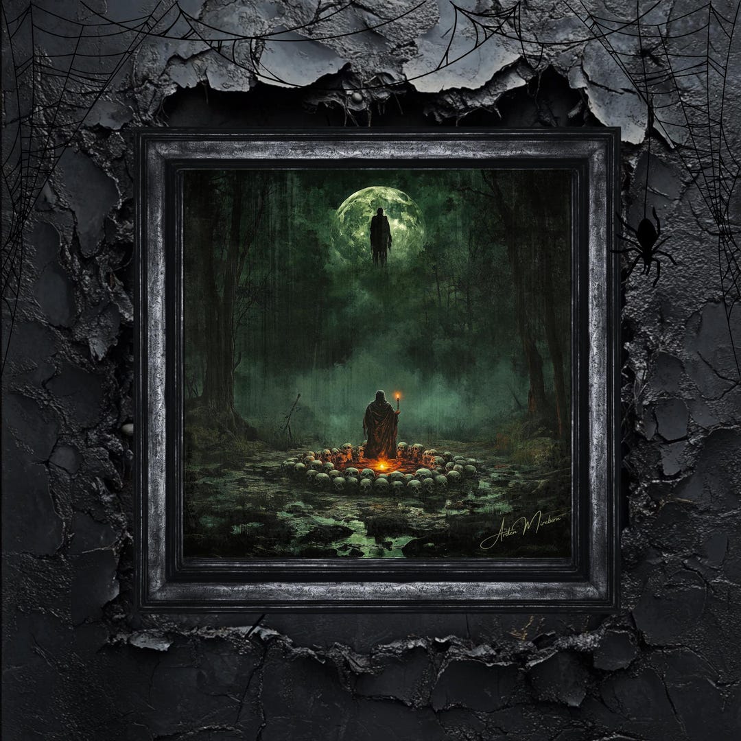 Void Eye Ritual Dark Occult Art Print: Void Ritual, Gothic Skull Circle (digital ...