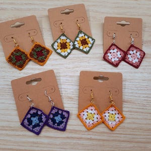 Micro Crochet Granny Square Earrings