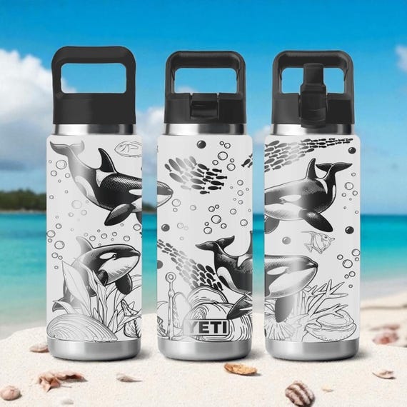 Orca Whale YETI Tumbler – Engraved Rambler 12oz 18oz 26oz 36oz