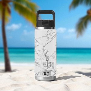 Stingray YETI Tumbler – Engraved Underwater Coral Reef – Ocean Sea Life Gift for Scuba Divers and Beach Lovers – 12oz 18oz 26oz 36oz 46oz
