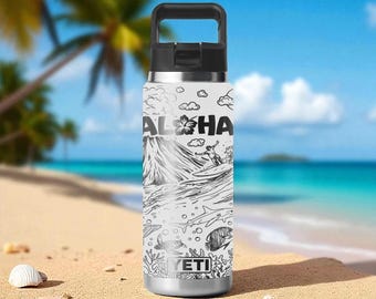 Hawaiian Tribal, 32oz Stainless Steel Water Bottle, Vacuum