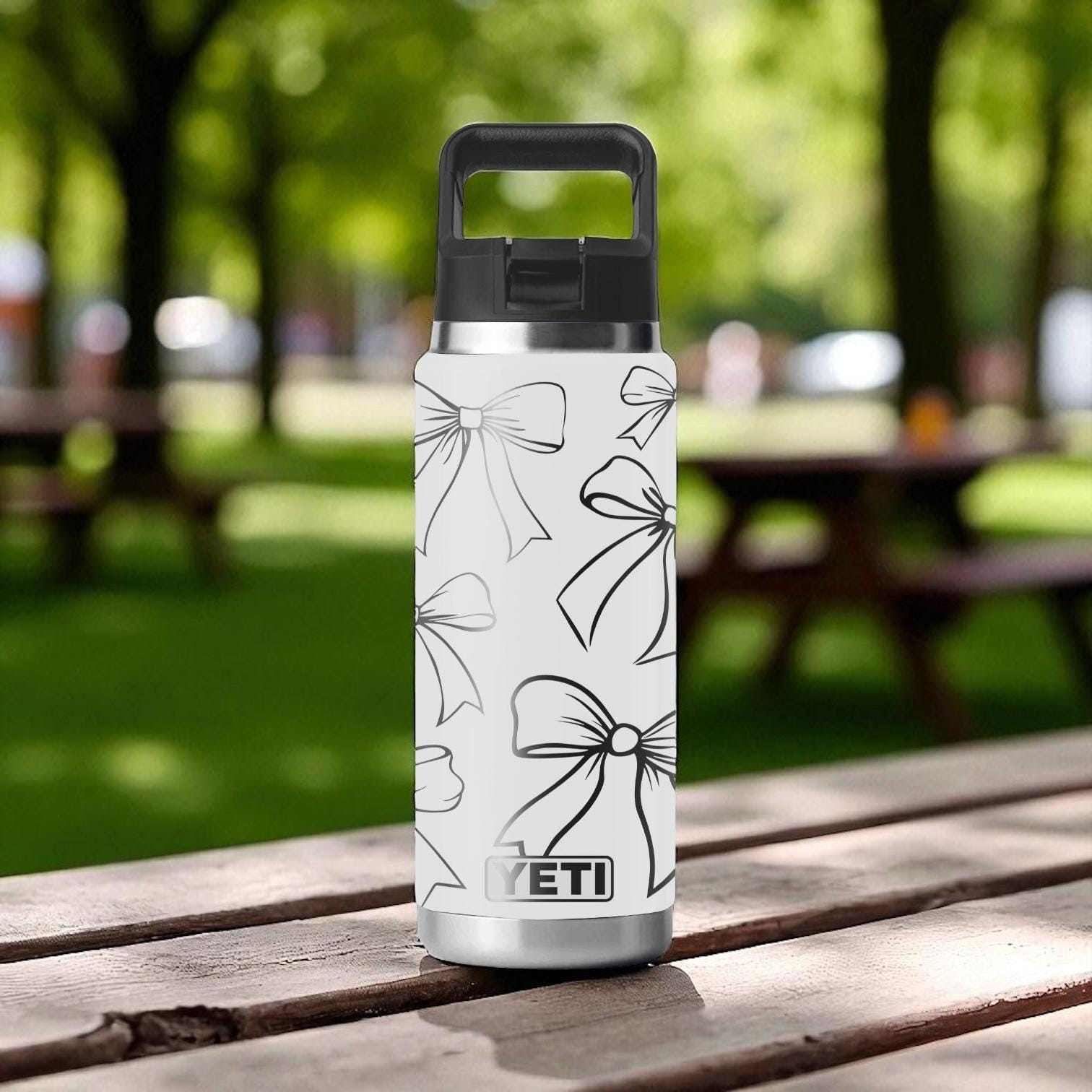 Cute Bows YETI Tumbler – Hand-drawn Ribbon Pattern – Rambler 12oz 