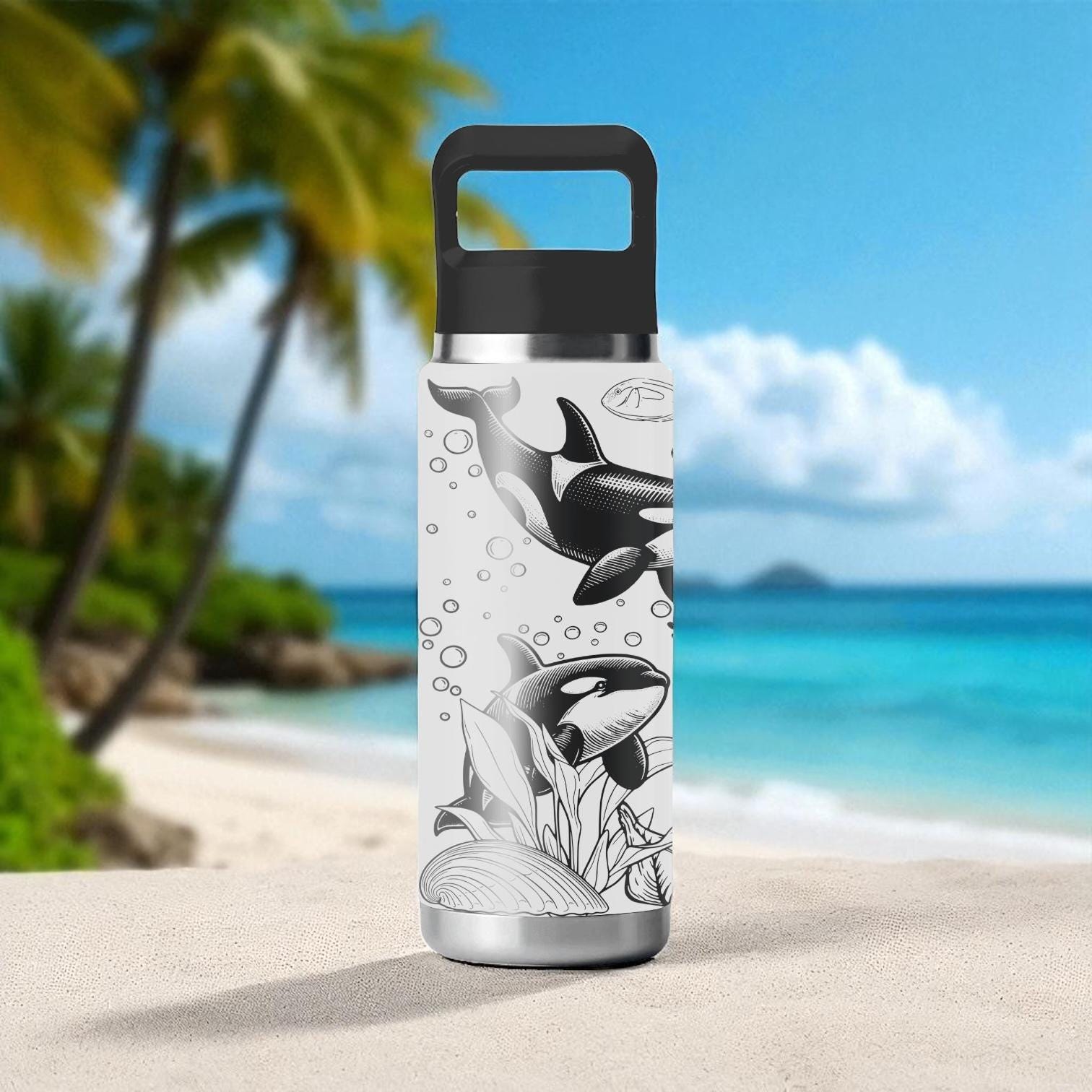 Orca Whale YETI Tumbler – Engraved Rambler 12oz 18oz 26oz 36oz