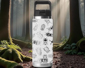 Beetle Pattern YETI Tumbler – Engraved Bug Design for Entomology Lovers – Insect Collector Gift – Nature Science  – 12oz 18oz 26oz 36oz 46oz