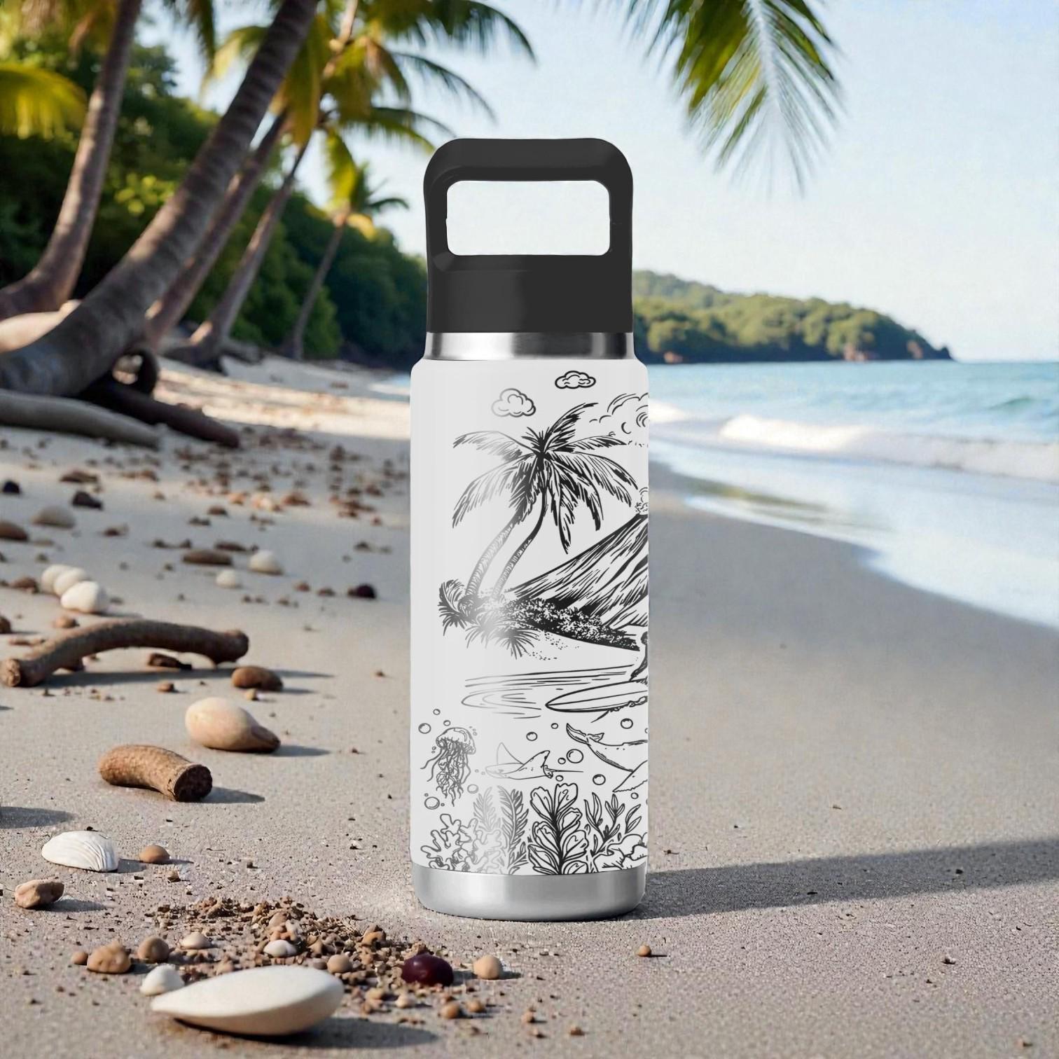 Aloha Beach YETI Tumbler – Engraved Surf & Ocean Life Wrap