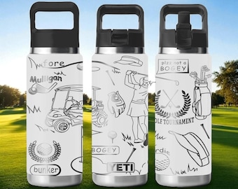 Women’s Golf Yeti Bottle – Engraved Golf Gifts for Her – Golf Tournament Stainless Steel Water Bottle – Custom Golf Girl Tumbler