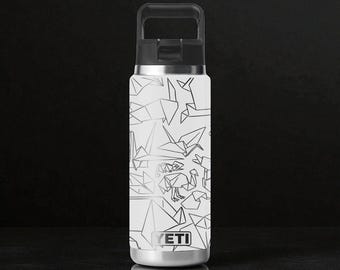 Origami Tier YETI Becher - Geometrisches Papierkunstdesign - Rambler 12 Unzen 18 Unzen 26 Unzen 36 Unzen 46 Unzen - Chug oder Strohkappe