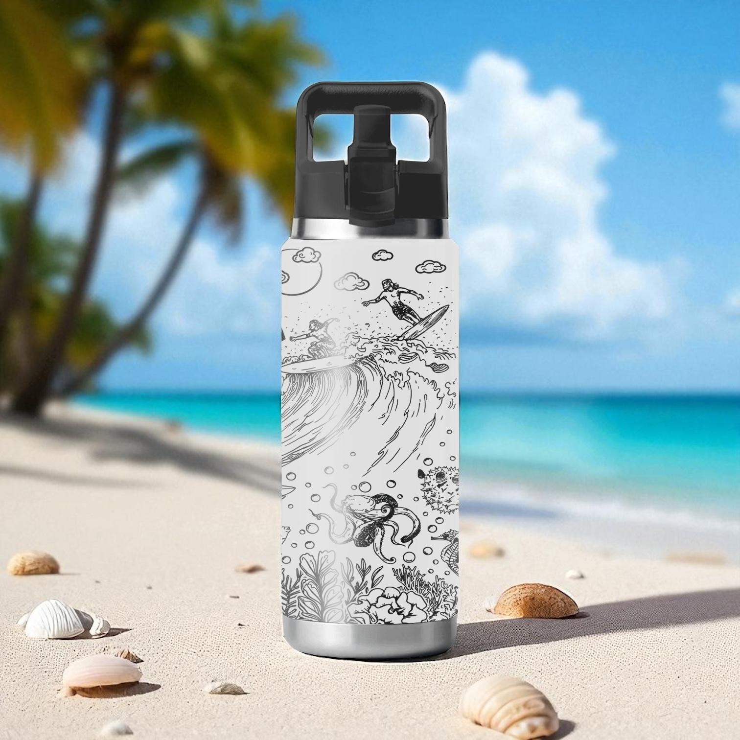 Aloha YETI Tumbler – Engraved Hawaii Surf and Beach Scene