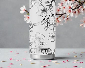 Cherry Blossom YETI Tumbler – Engraved Floral Branch Wrap
