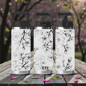Cherry Blossom YETI Tumbler – Sakura Branch Engraved Design