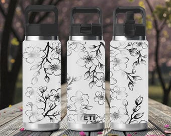 Cherry Blossom YETI Tumbler – Engraved Floral Branch Wrap
