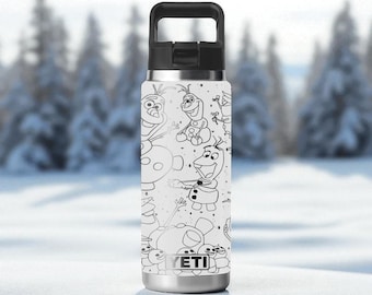 Bicchiere YETI a forma di pupazzo di neve – Graziosa borraccia invernale incisa ispirata a Olaf – Regalo di Natale a tema cartone animato – 12 oz 18 oz 26 oz 36 oz 46 oz