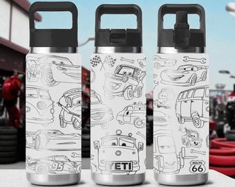 Cars YETI Tumbler – Lightning McQueen and Friends – Rambler 12oz 18oz 26oz 36oz 46oz – Chug or Straw Cap