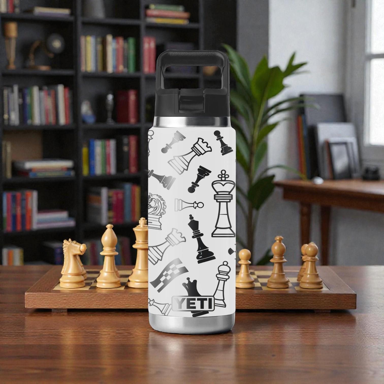 Chess YETI Tumbler – Engraved Chess Piece Wrap – Rambler 12oz 18oz