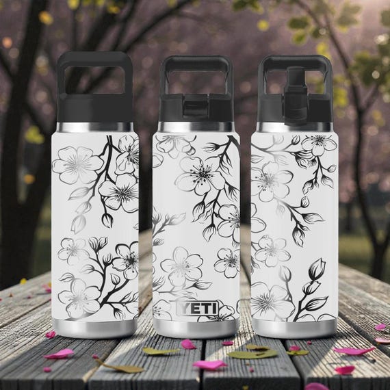 Cherry Blossom YETI Tumbler – Engraved Floral Branch Wrap