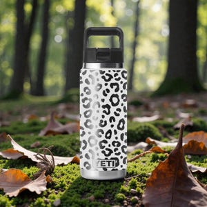 Leopard Print YETI Tumbler – Engraved Animal Print Wrap – Rambler 12oz 18oz 26oz 36oz 46oz – Chug Or Straw Cap – Wild Style Gift image 1