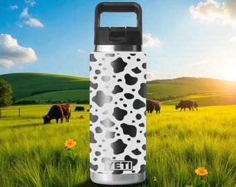 Cow Print YETI Tumbler – Cute Farm Pattern – Rambler 12oz 18oz 26oz 36oz 46oz – Chug or Straw Cap